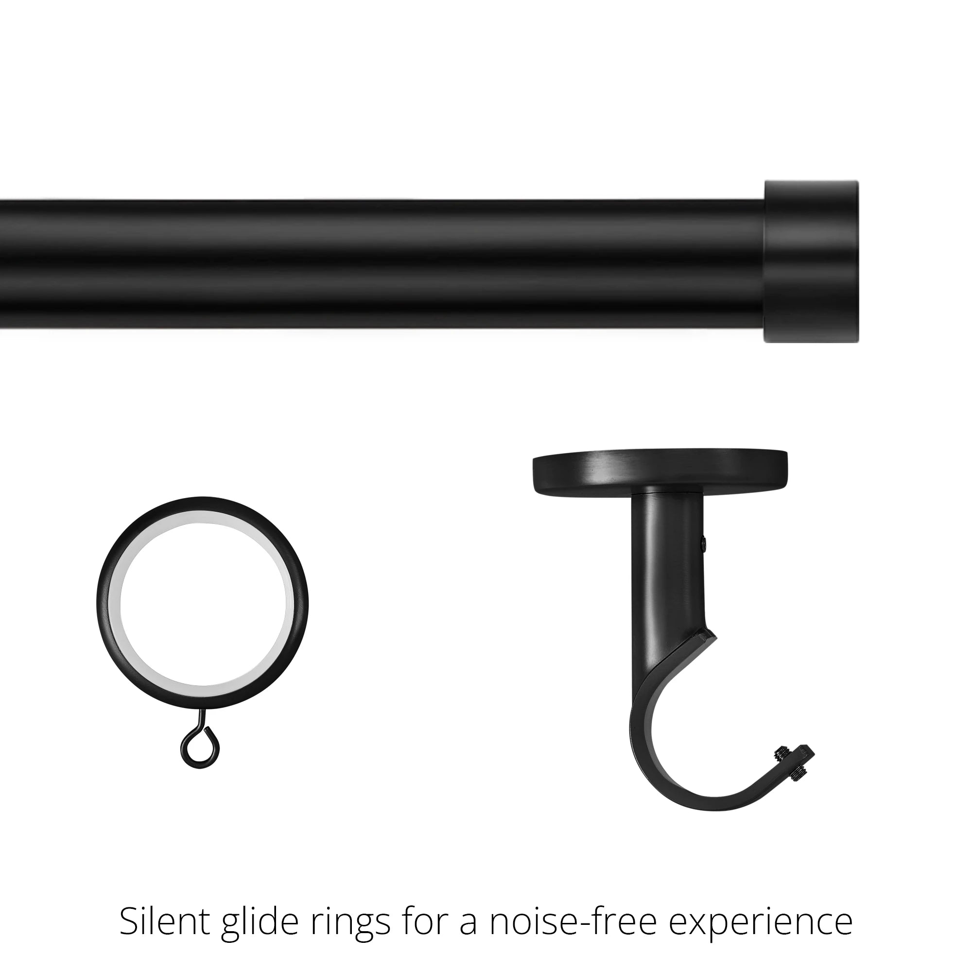 Collins Single Decorative Custom Curtain Rods Rods-11, detailed view showcasing the decorative custom curtain rod and its accompanying accessories