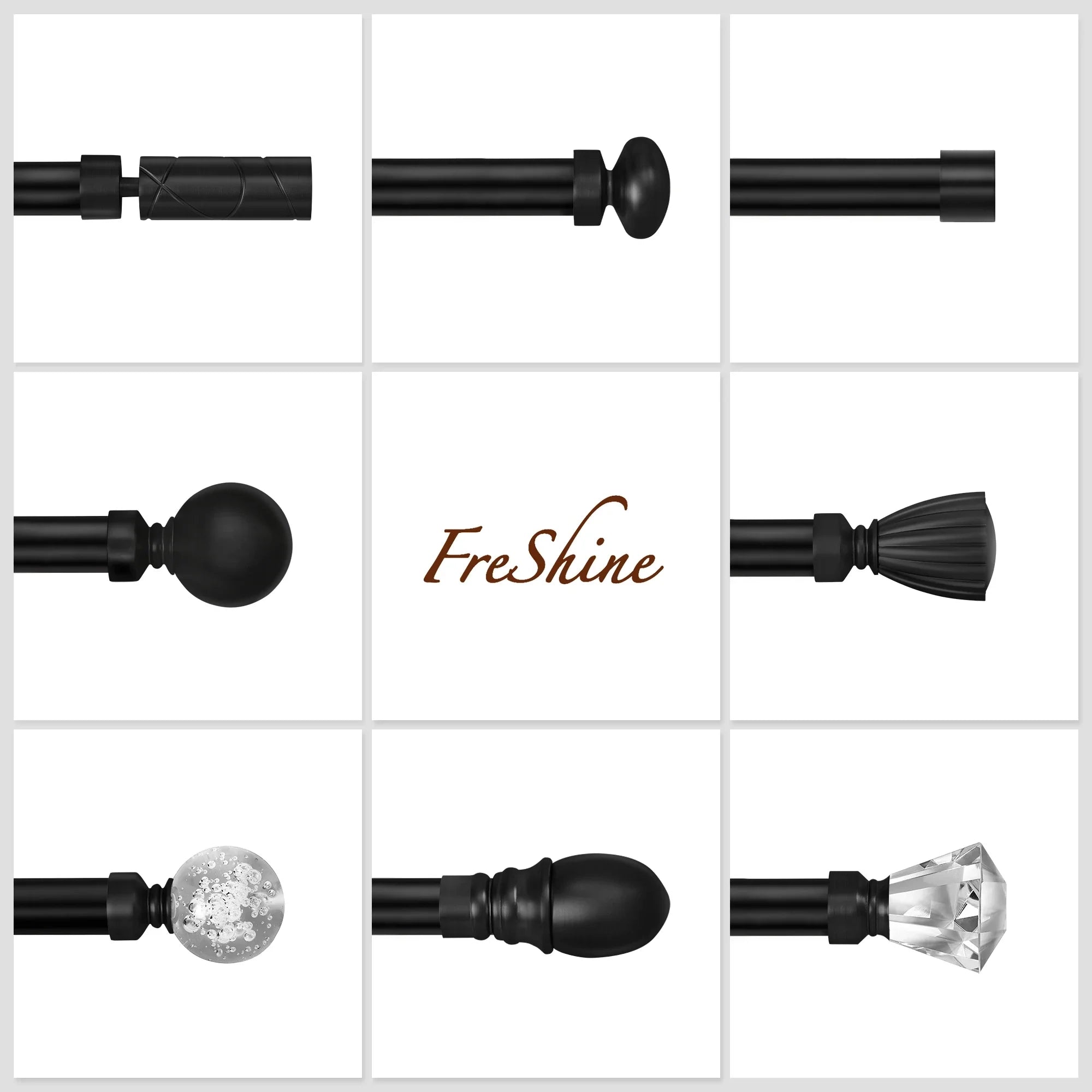 Collins Single Decorative Custom Curtain Rods Rods-3, detailed view showcasing the design and style of the black decorative custom curtain rod