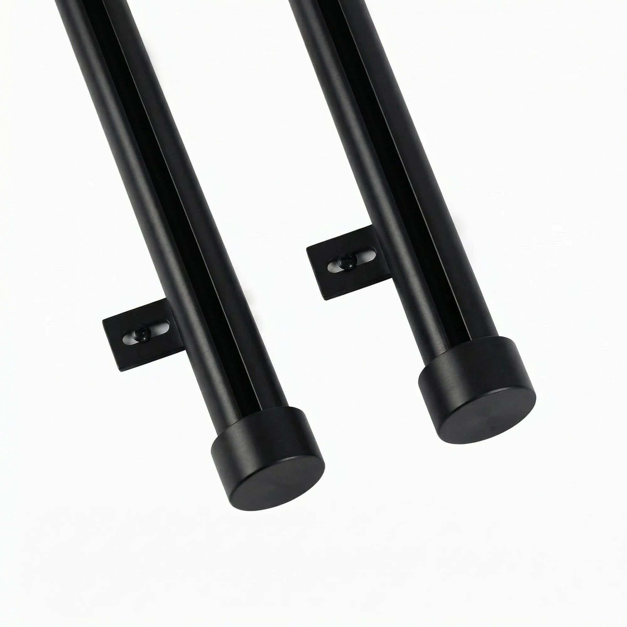 Darian Single Custom Traverse Curtain Rod in Matte Black finish showing rod compatible with different curtain header styles and traverse functionality