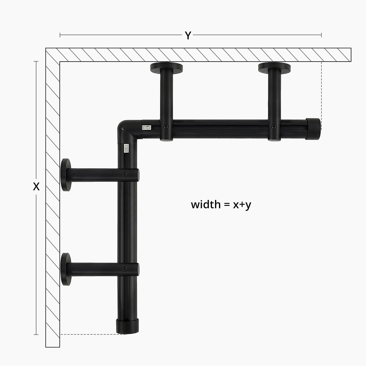 Darian Single Custom Traverse Curtain Rod measure-3 showing method for calculating the width of traverse curtain rod