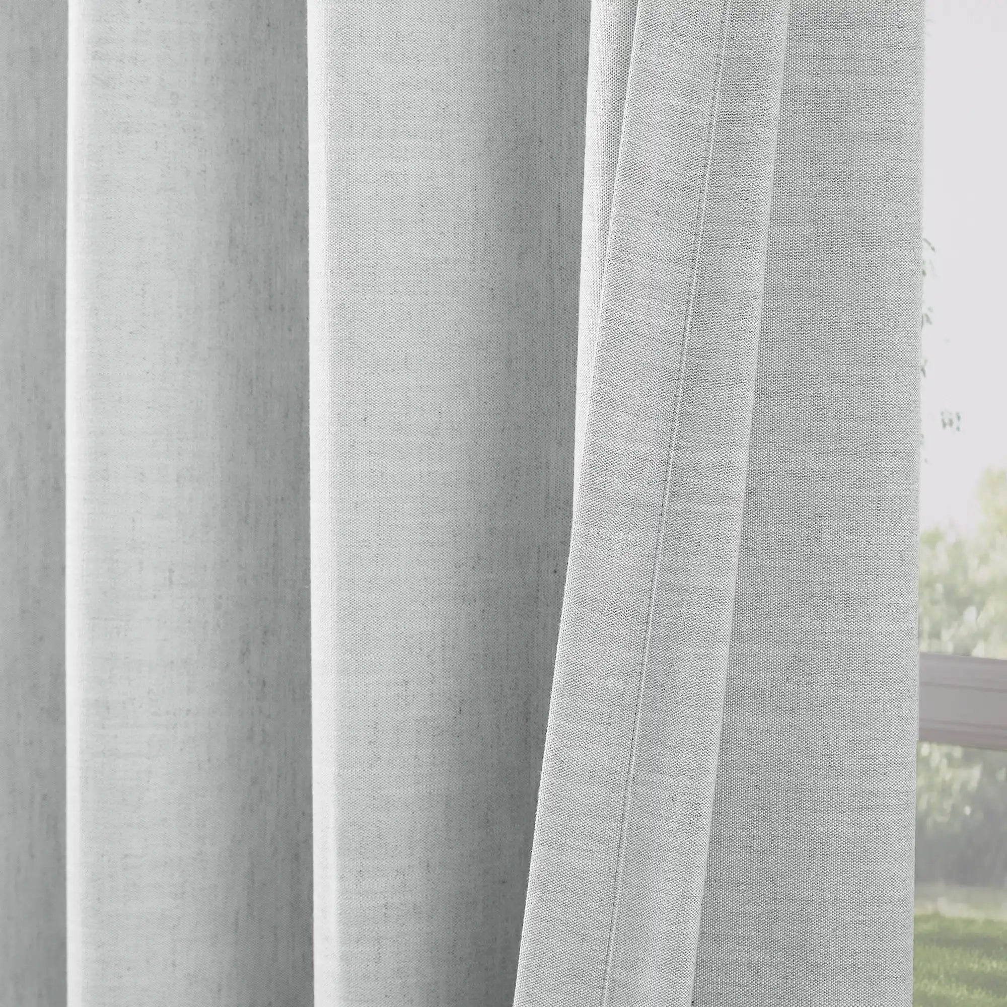 Delsia Premium Linen-Blend Curtains, elegant and soft, front and back detail display