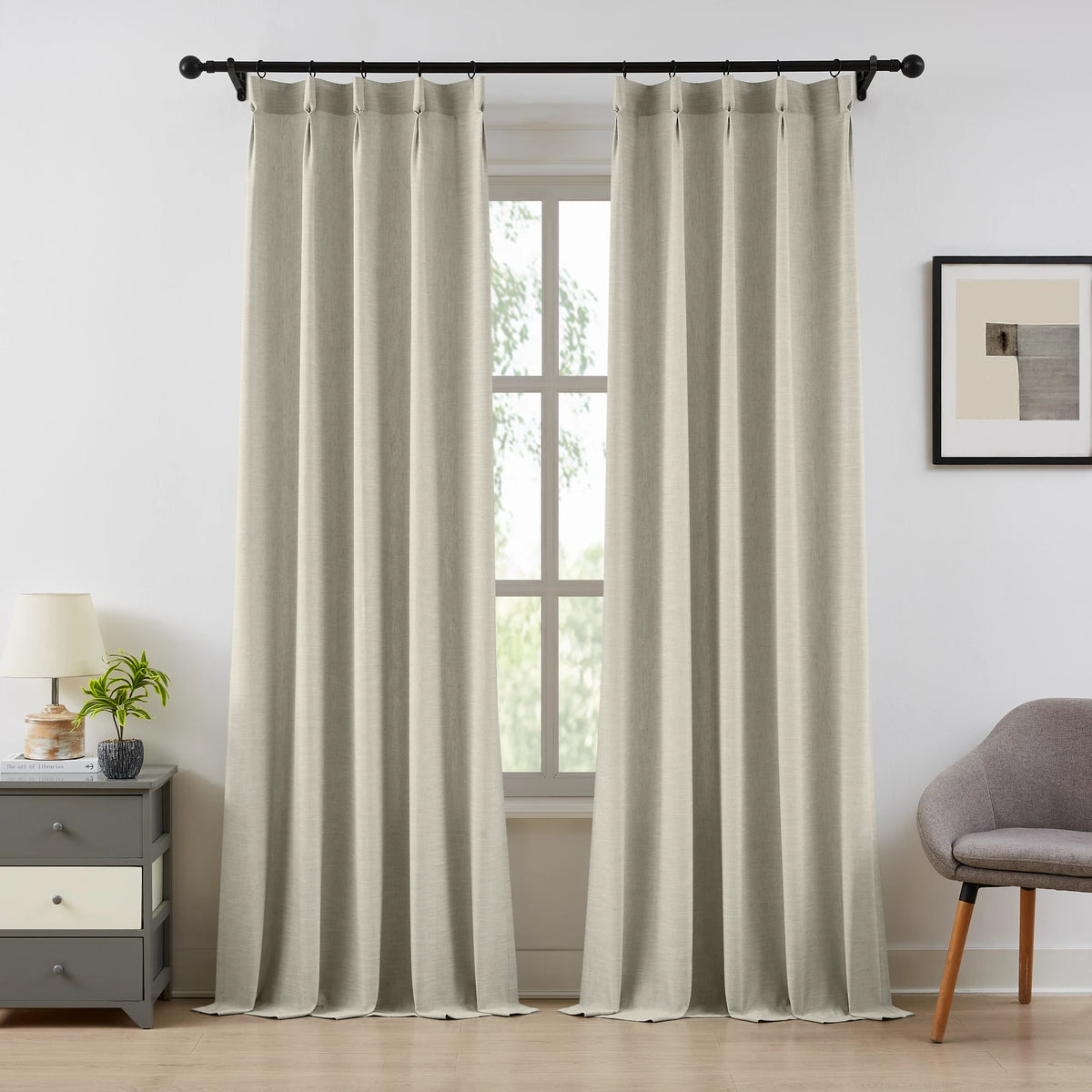 Delsia MBH1105-4 premium linen-blend light filtering curtains with natural slub texture showcased in scene 1 main product view
