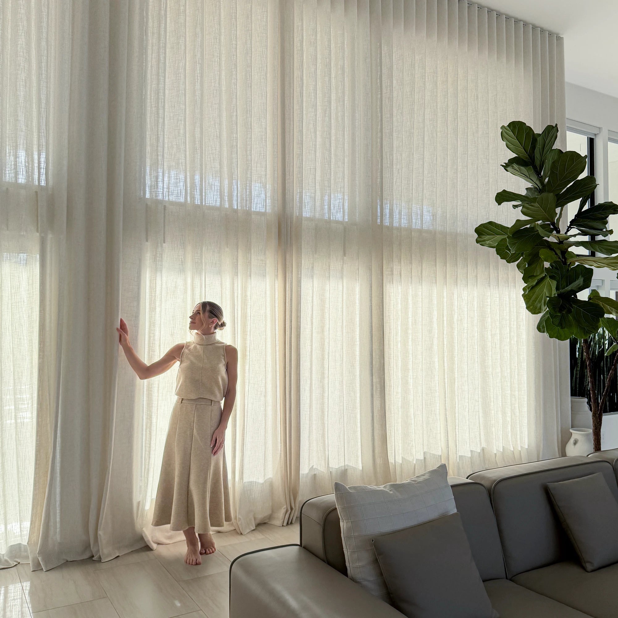 Elara linen blend extra long luxurious drapes for large windows showcasing elegant design for residential spaces
