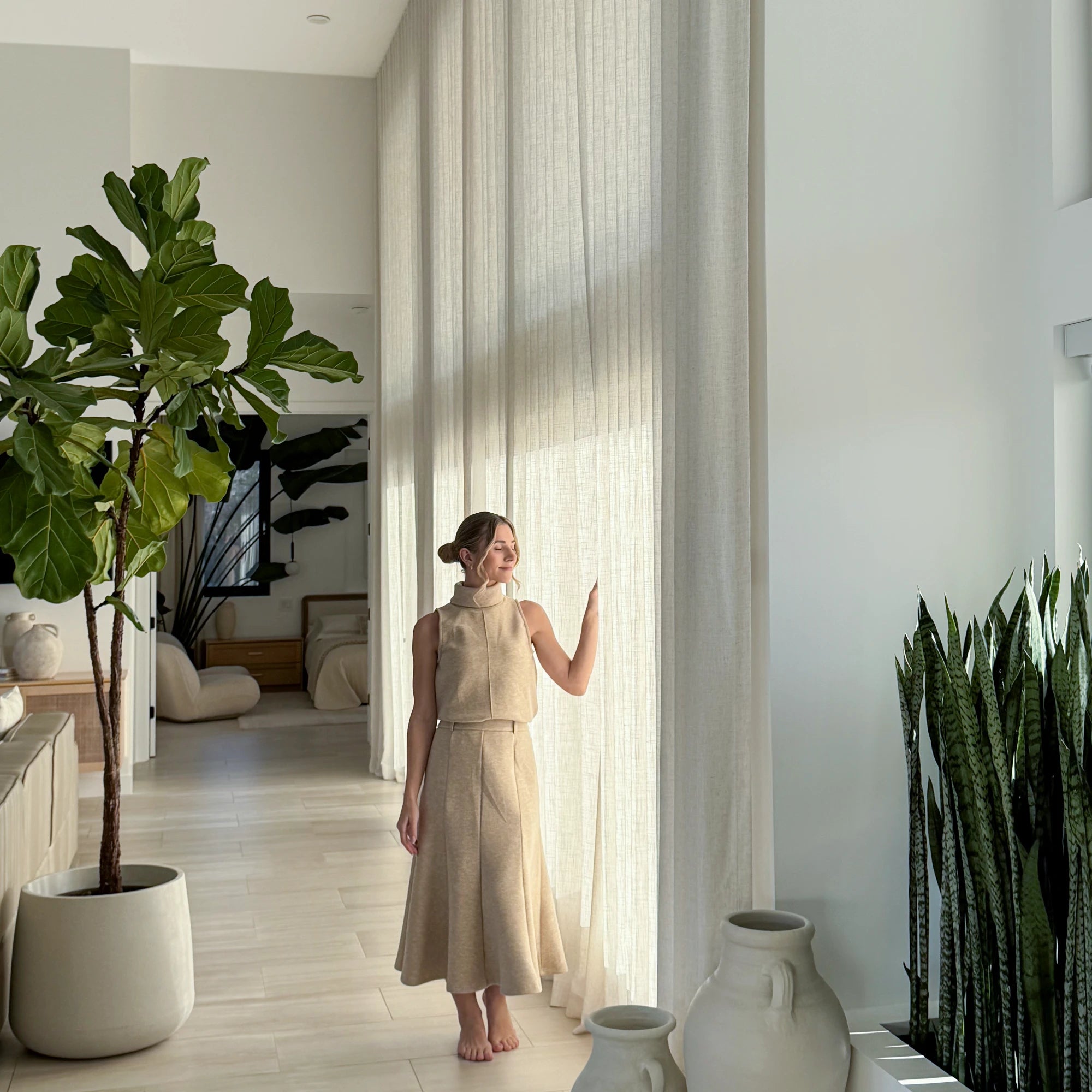 Elara elegant linen curtains 89850-2, showcasing the premium texture and elegant drape of the curtains