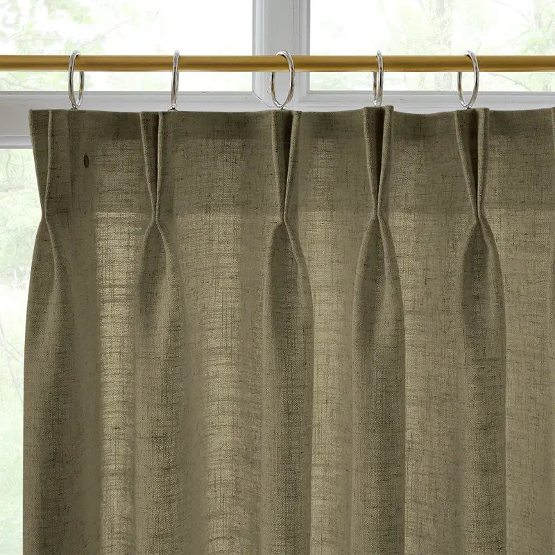 Freshine Elara Linen Deep Khaki Brown Cafe Curtains for Kitchen & Bathroom