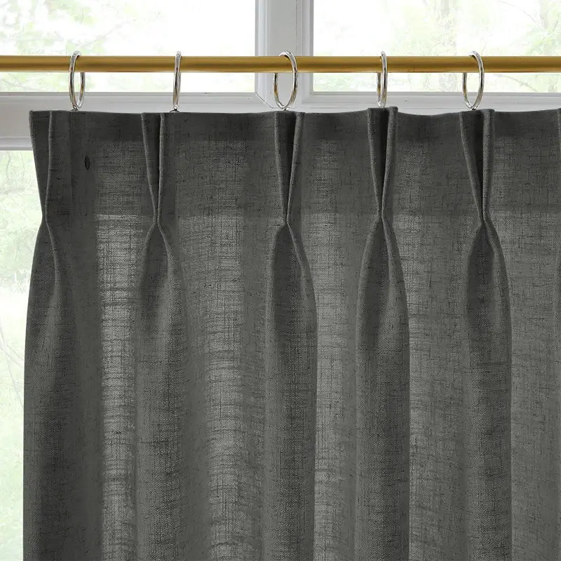 Freshine Elara Linen Coal Black Cafe Curtains for Kitchen & Bathroom
