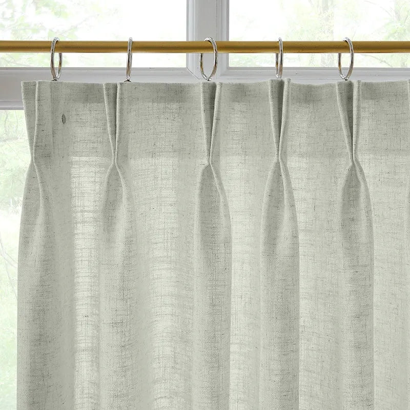 Freshine Elara Linen Medium Gray Cafe Curtains for Kitchen & Bathroom
