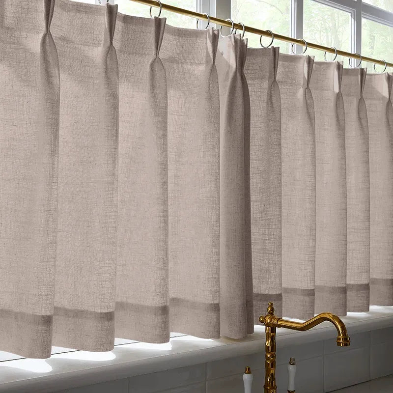 Freshine Elara Linen Pale Purple Gray Cafe Curtains for Kitchen & Bathroom