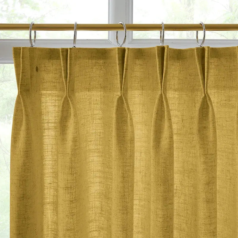 Freshine Elara Linen Mustard Yellow Cafe Curtains for Kitchen & Bathroom