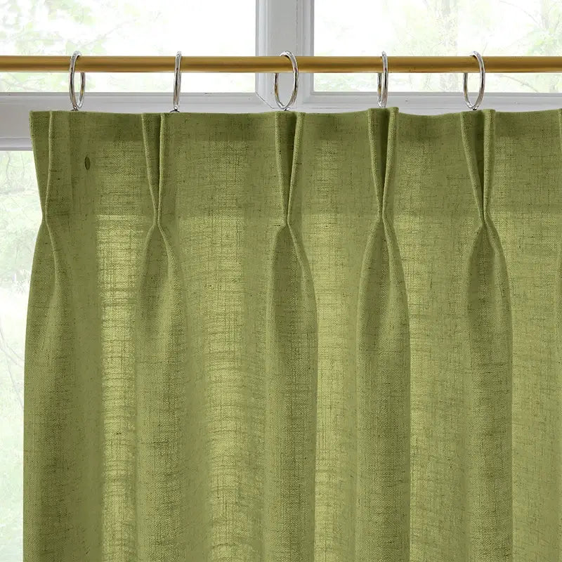 Freshine Elara Linen Olive Green Cafe Curtains for Kitchen & Bathroom