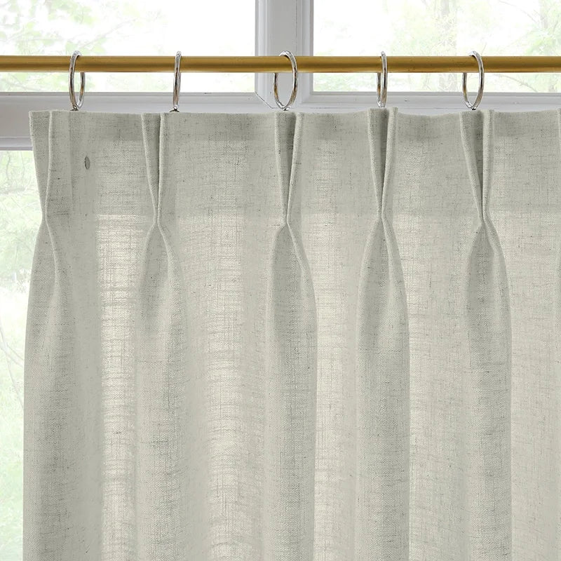 Freshine Elara Linen Light Grayish White Cafe Curtains for Kitchen & Bathroom