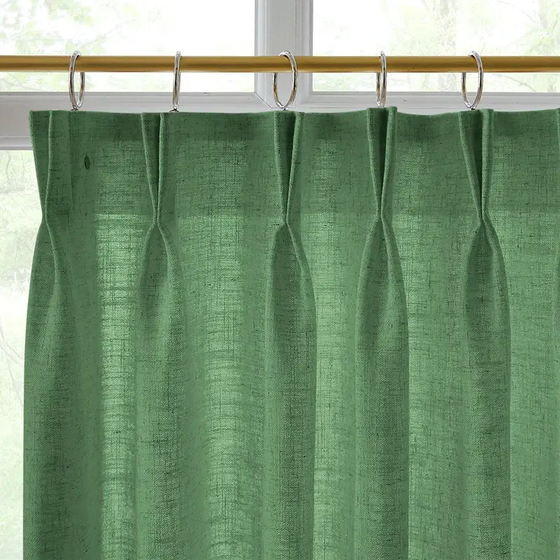 Freshine Elara Linen Grass Green Cafe Curtains for Kitchen & Bathroom