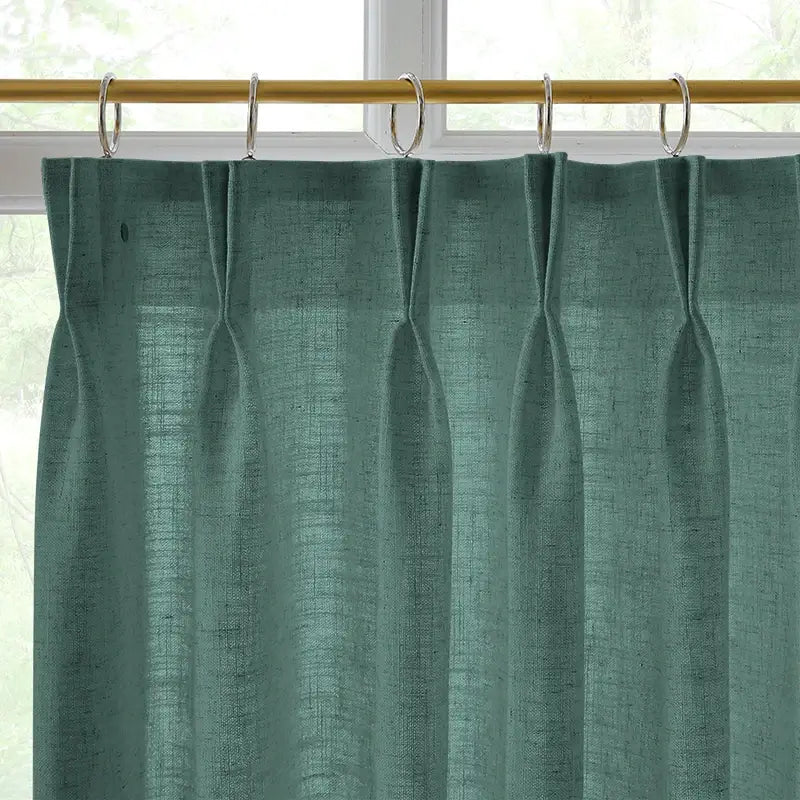 Freshine Elara Linen Blue-Green Gray Cafe Curtains for Kitchen & Bathroom
