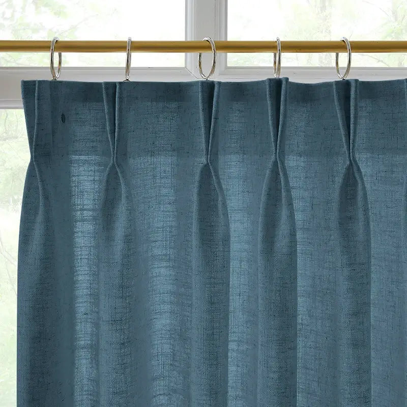 Freshine Elara Linen Denim Blue Cafe Curtains for Kitchen & Bathroom