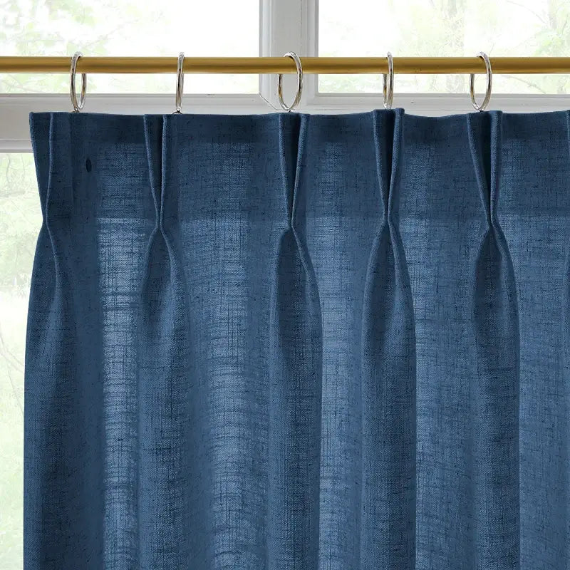 Freshine Elara Linen Navy Blue Cafe Curtains for Kitchen & Bathroom
