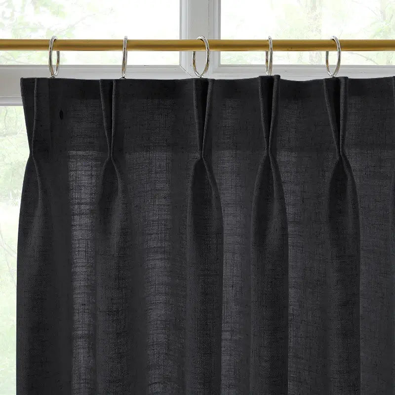 Freshine Elara Linen Jet Black Cafe Curtains for Kitchen & Bathroom