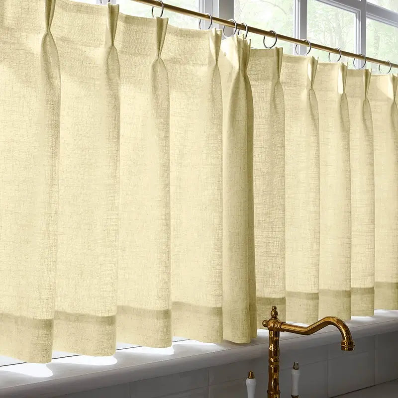 Freshine Elara Linen Cream Beige Cafe Curtains for Kitchen & Bathroom
