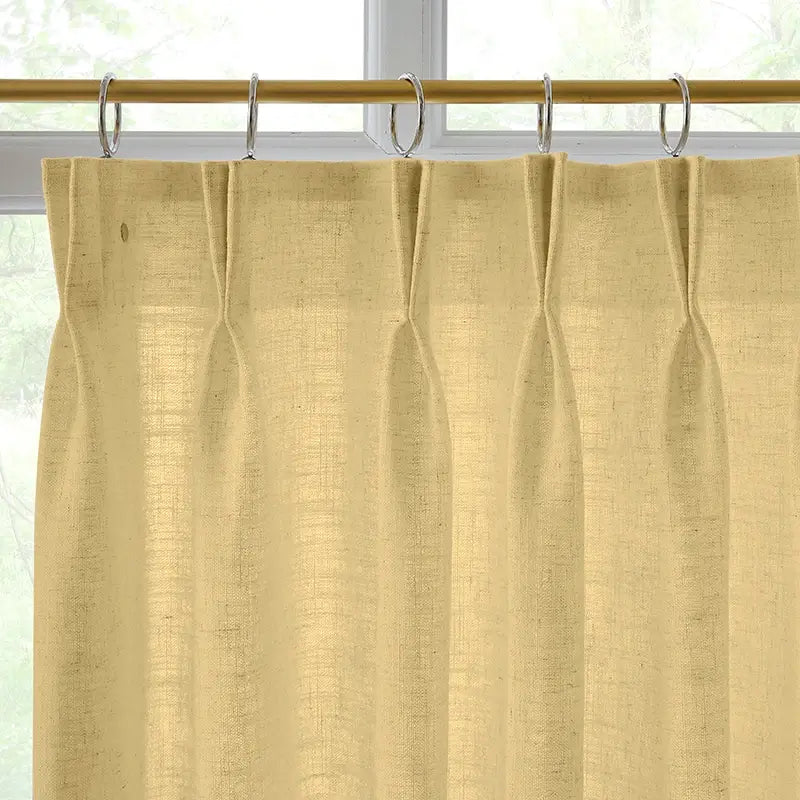 Freshine Elara Linen Ivory Yellow Cafe Curtains for Kitchen & Bathroom
