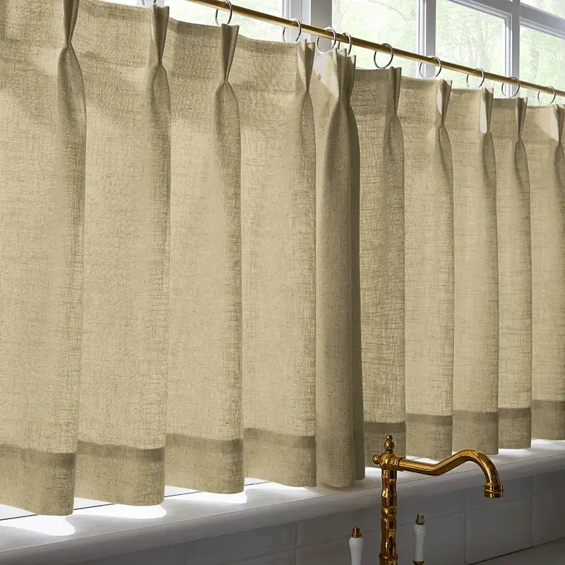 Freshine Elara Linen Dark Brown Cafe Curtains for Kitchen & Bathroom