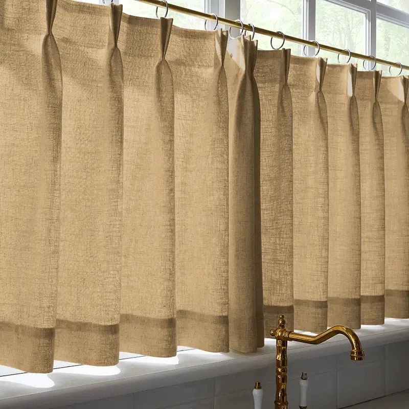 Freshine Elara Linen Warm Gray Cafe Curtains for Kitchen & Bathroom