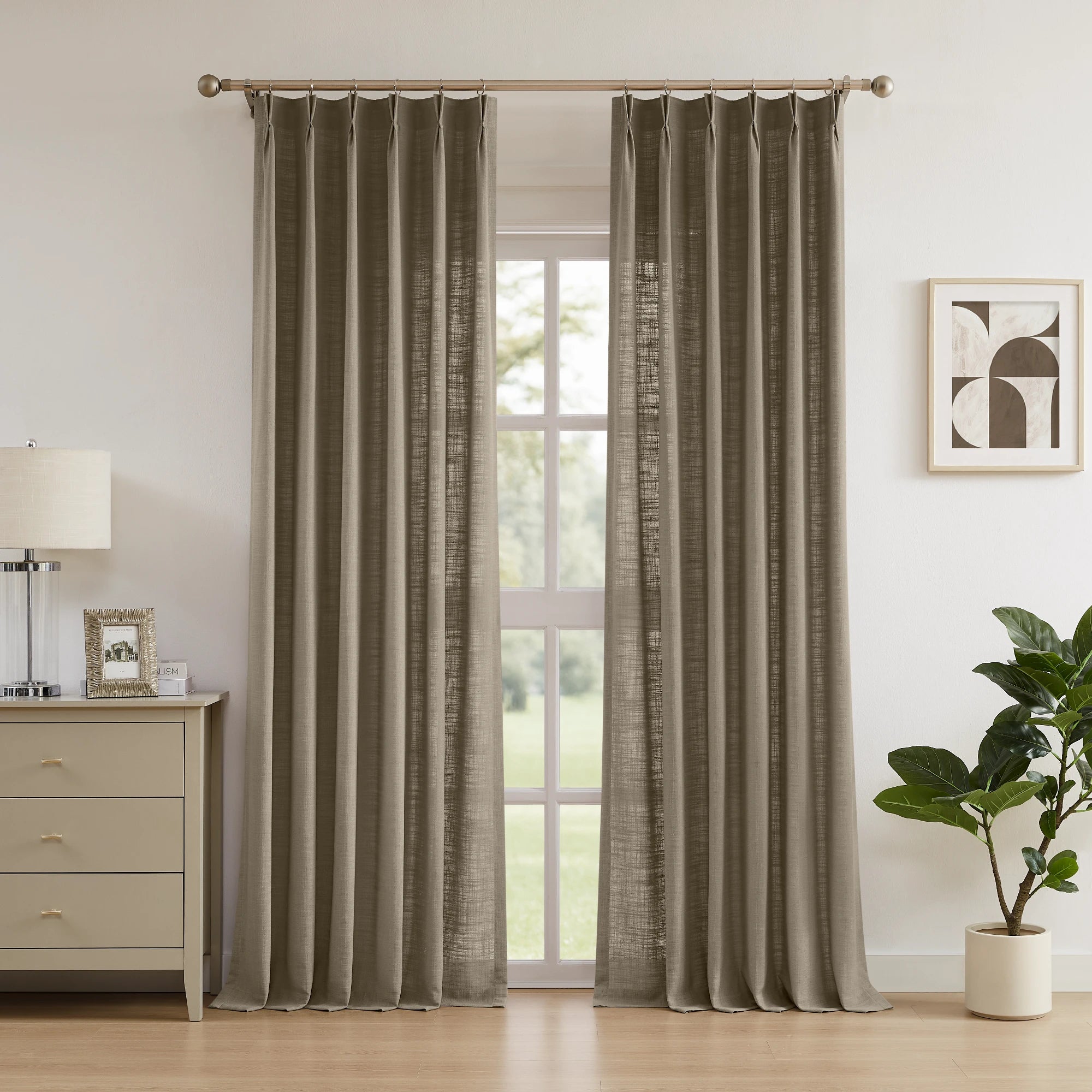 Elara linen curtains 89850-10, elegant drapes showcased to display the product's soft texture and graceful hanging effect