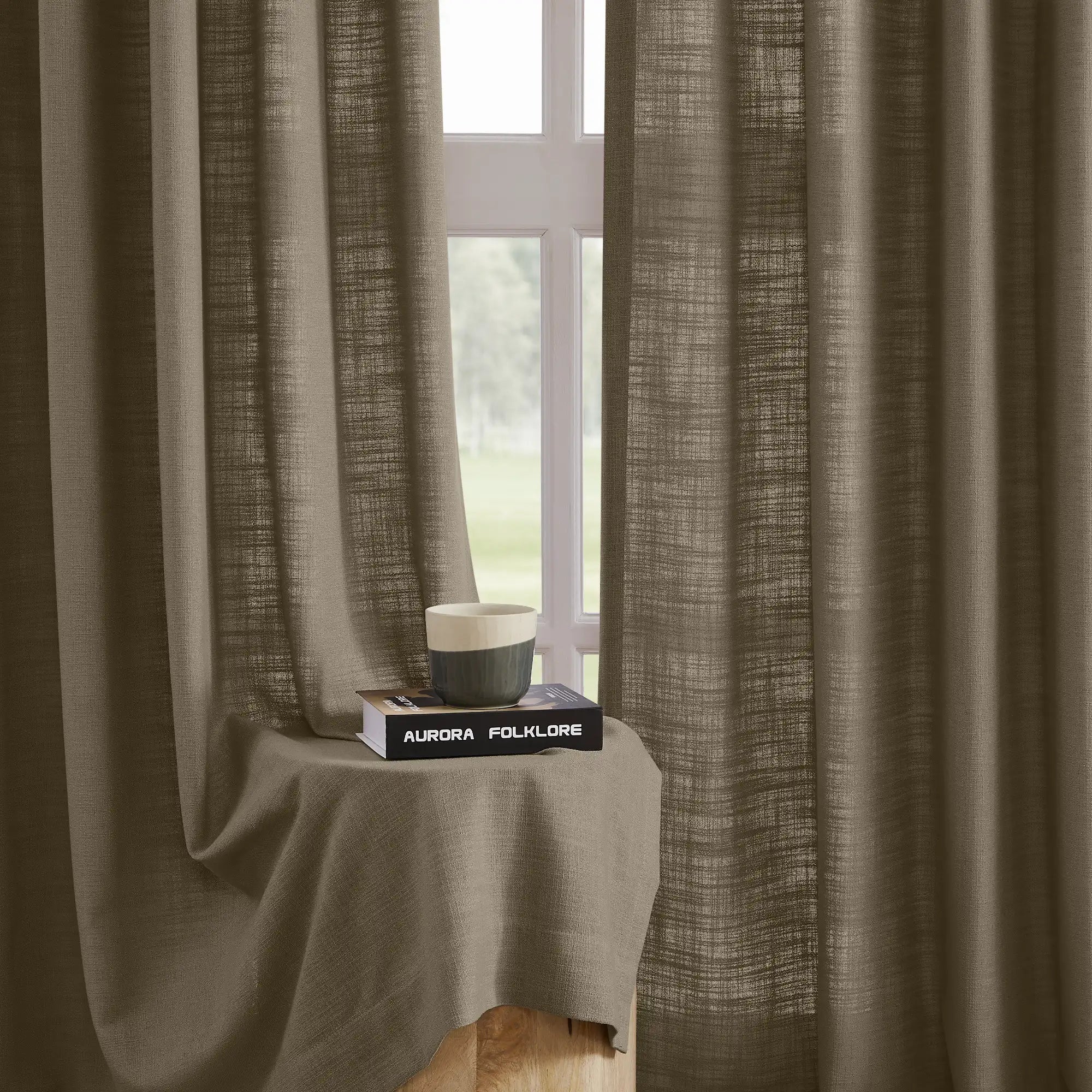 Elara 89850-10 linen blend light-filtering curtain display