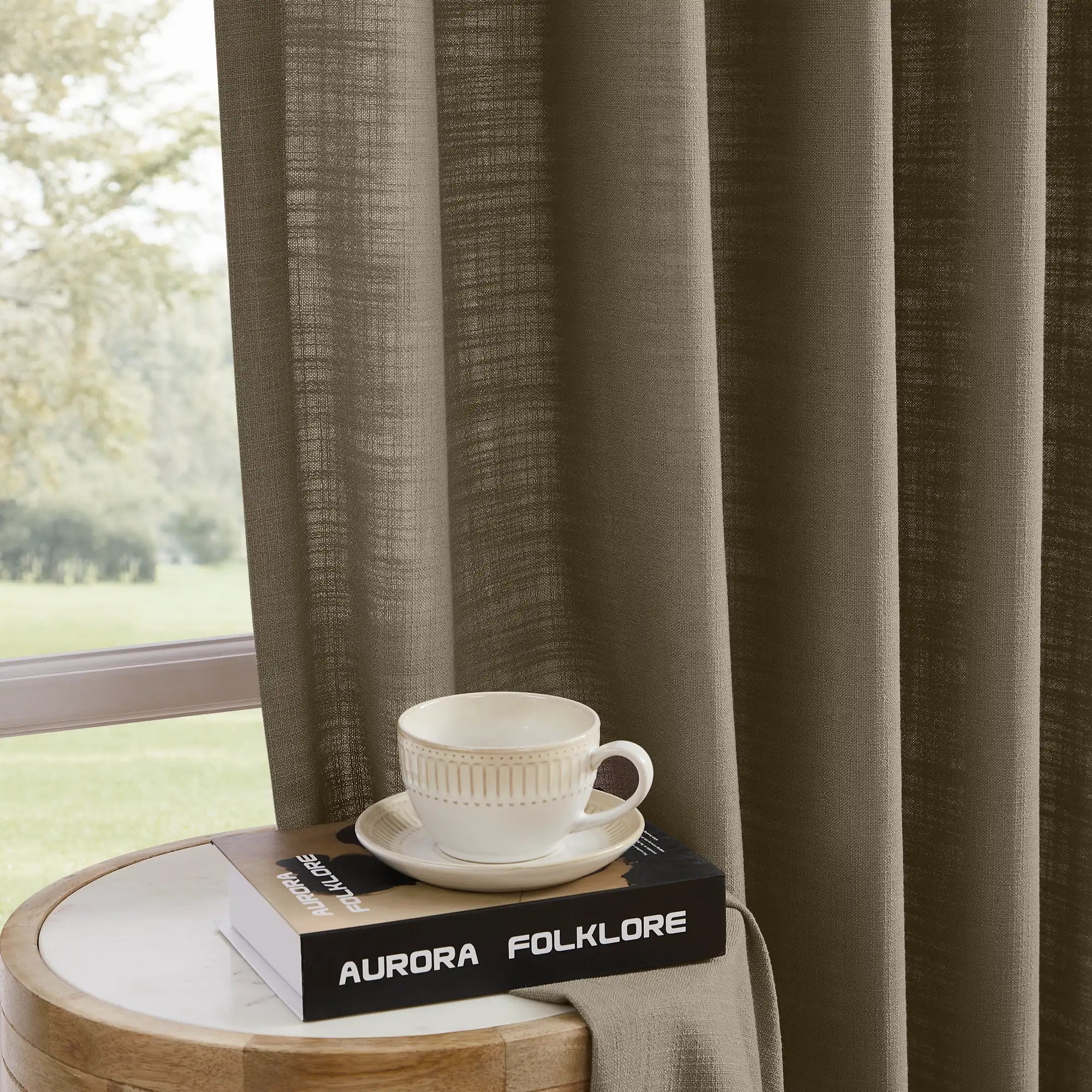 Elara 89850-10 linen blend light-filtering curtain display