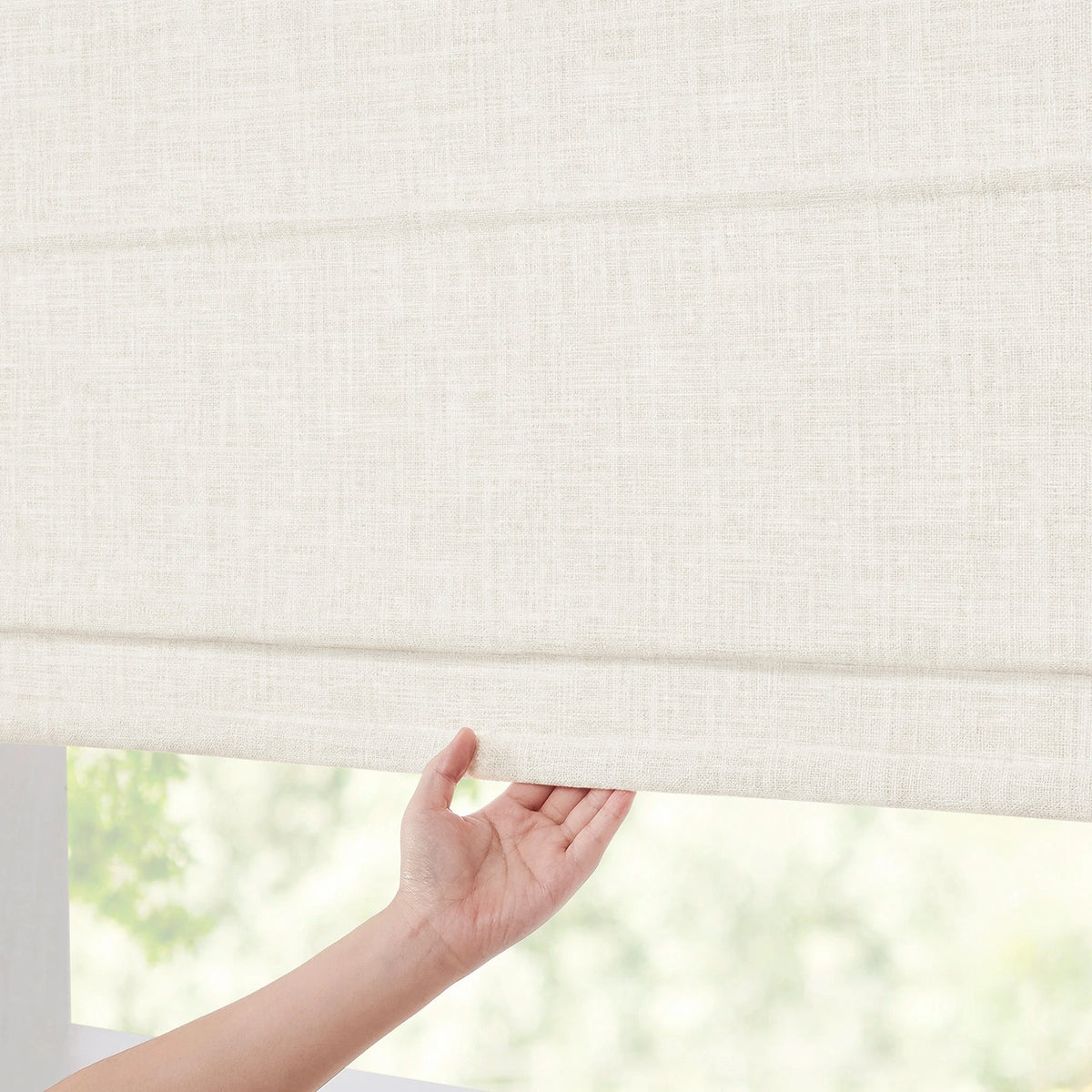 Elara No-Drill Linen Blend Roman Shades
