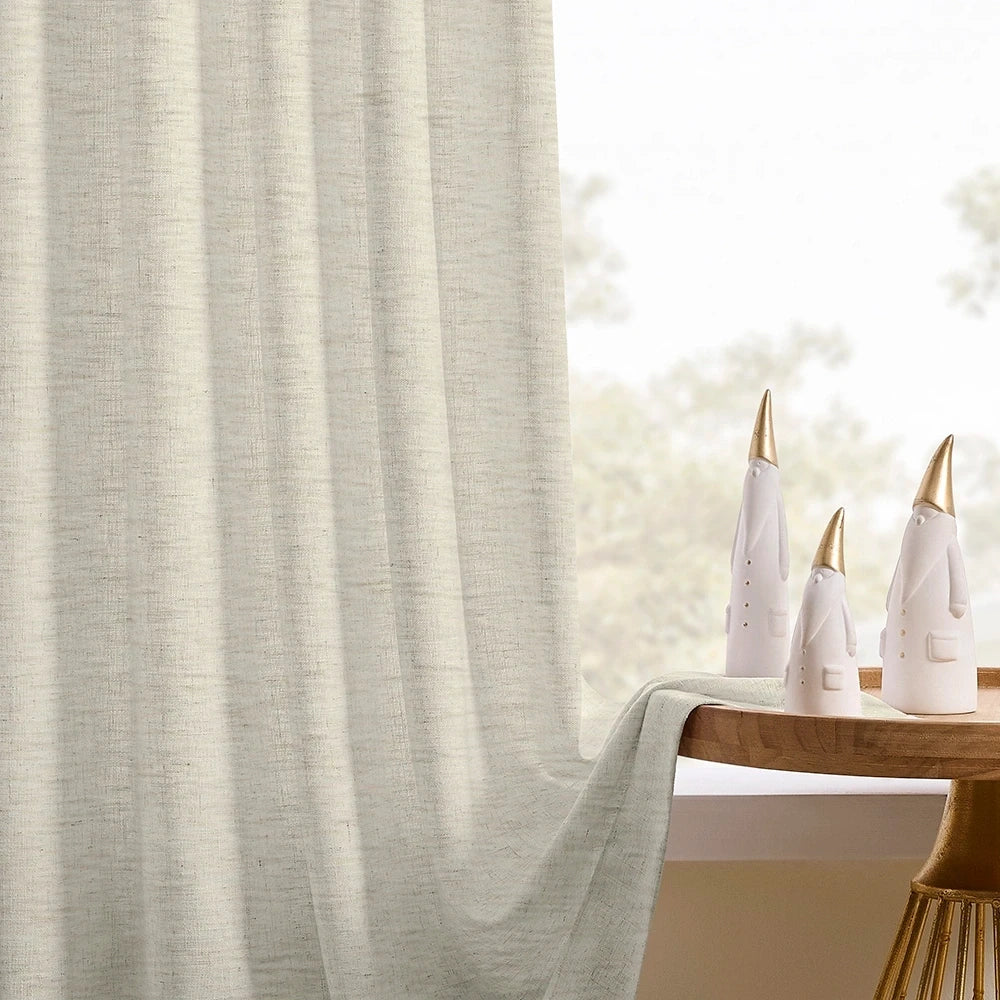 Elara Grass Green Linen Curtains – Elegant Drapes for Living Room & Bedroom