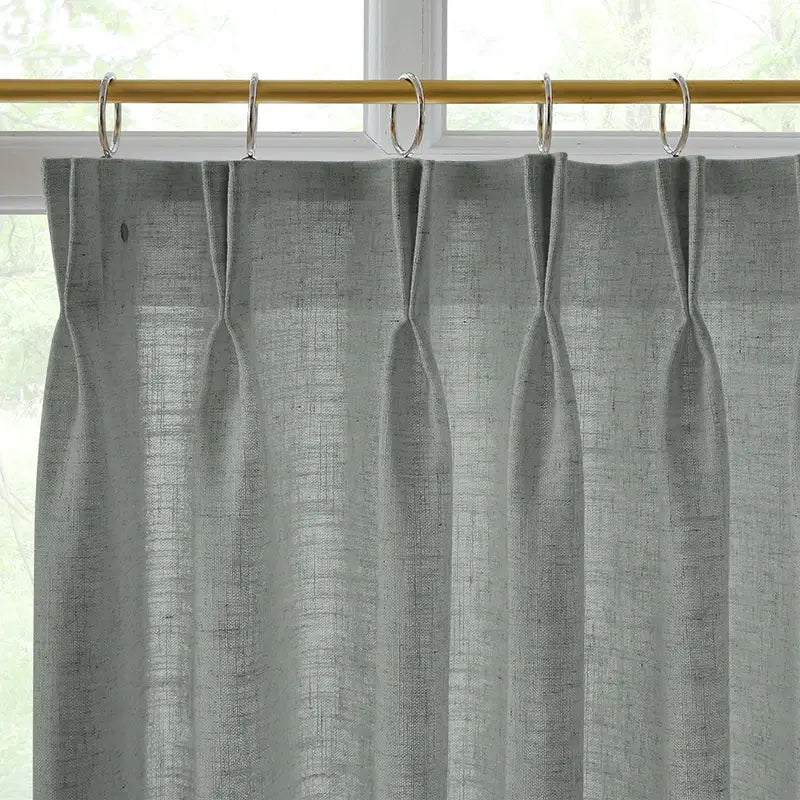 Freshine Elara Linen Pale Pine Green Cafe Curtains for Kitchen & Bathroom