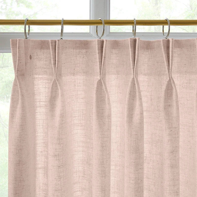 Freshine Elara Linen Light Pinkish Gray Cafe Curtains for Kitchen & Bathroom