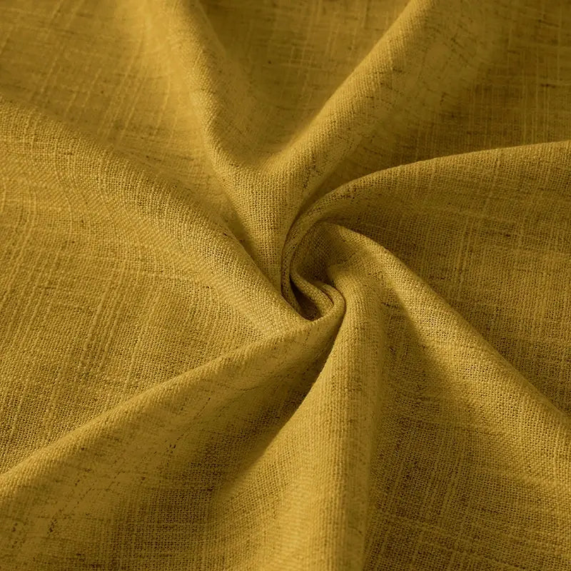 Freshine Elara Linen Mustard Yellow Cafe Curtains for Kitchen & Bathroom