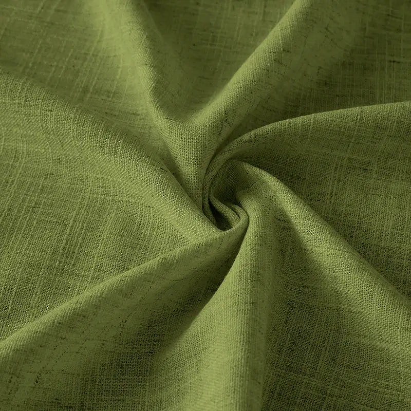 Freshine Elara Linen Olive Green Cafe Curtains for Kitchen & Bathroom