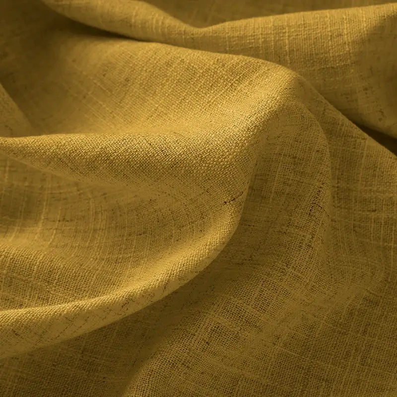 Freshine Elara Linen Mustard Yellow Cafe Curtains for Kitchen & Bathroom