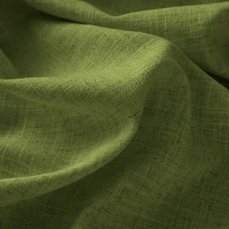 Freshine Elara Linen Olive Green Cafe Curtains for Kitchen & Bathroom