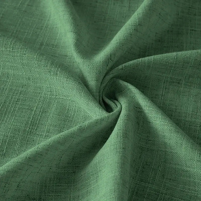 Freshine Elara Linen Grass Green Cafe Curtains for Kitchen & Bathroom