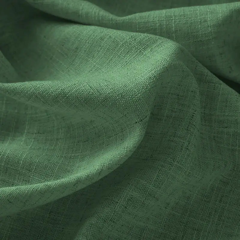 Freshine Elara Linen Grass Green Cafe Curtains for Kitchen & Bathroom