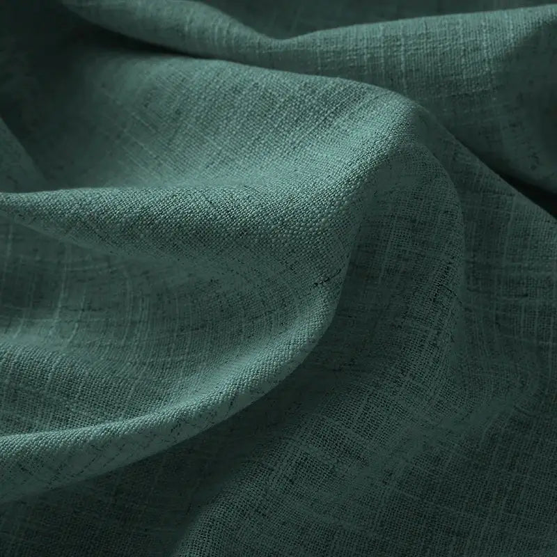 Freshine Elara Linen Blue-Green Gray Cafe Curtains for Kitchen & Bathroom