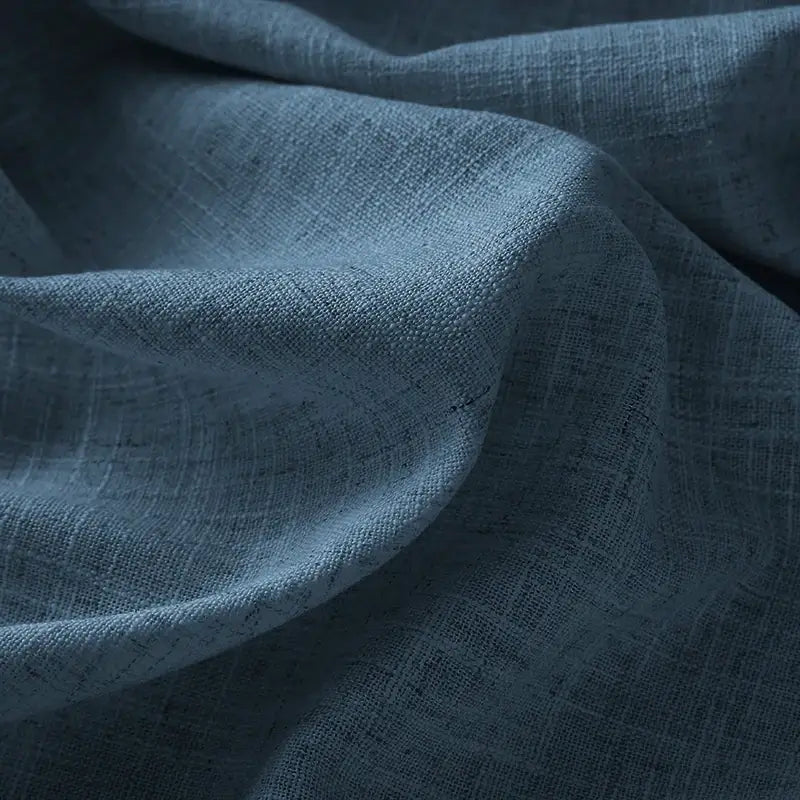 Freshine Elara Linen Denim Blue Cafe Curtains for Kitchen & Bathroom