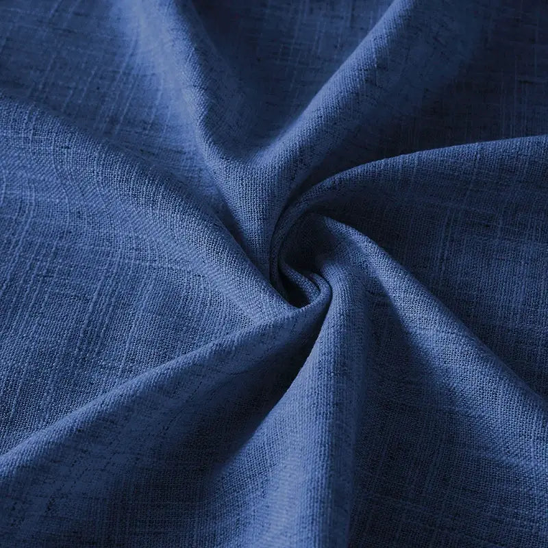 Freshine Elara Linen Navy Blue Cafe Curtains for Kitchen & Bathroom