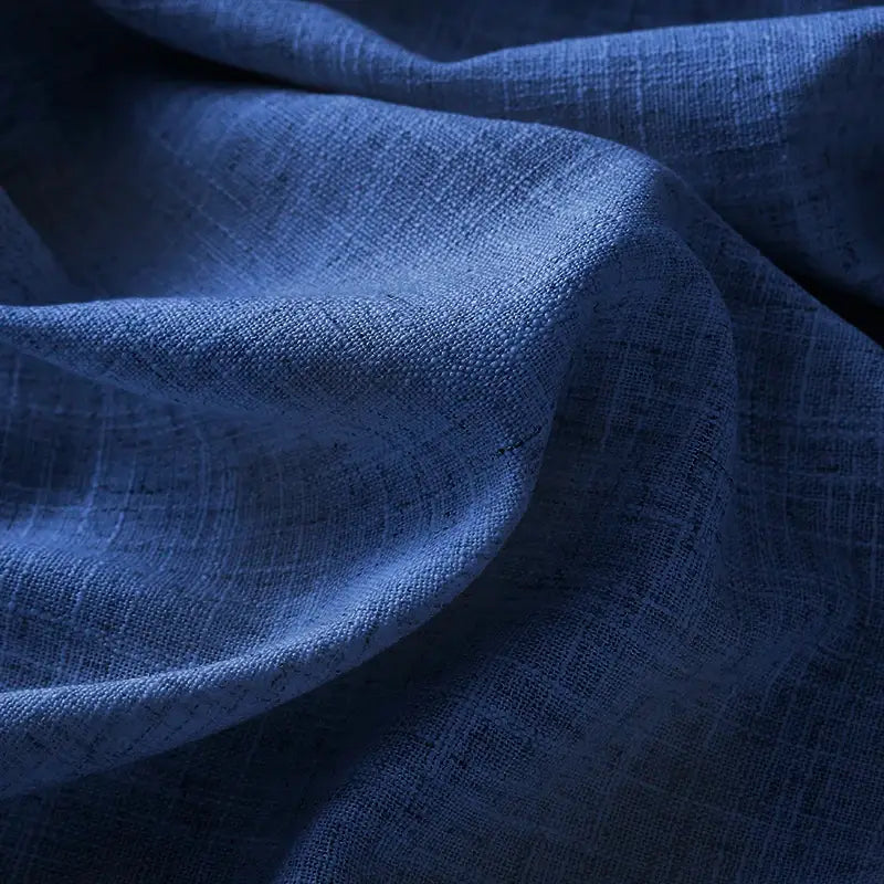 Freshine Elara Linen Navy Blue Cafe Curtains for Kitchen & Bathroom
