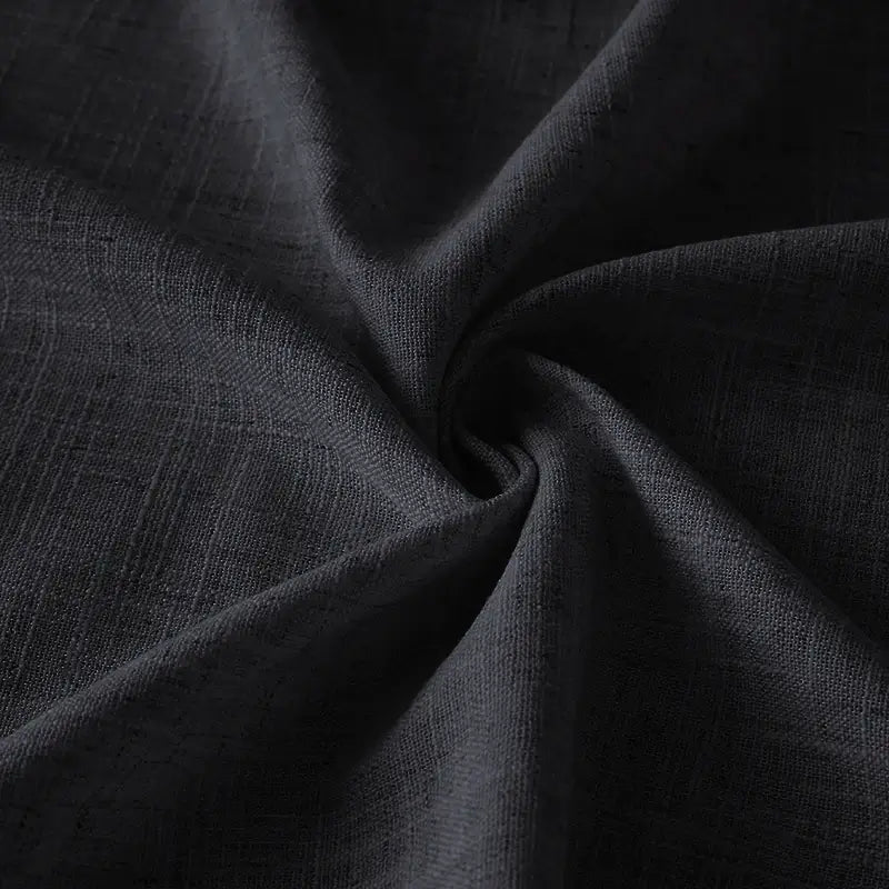 Freshine Elara Linen Jet Black Cafe Curtains for Kitchen & Bathroom