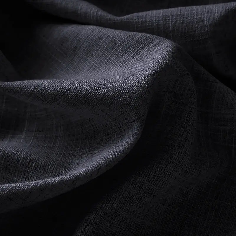 Freshine Elara Linen Jet Black Cafe Curtains for Kitchen & Bathroom