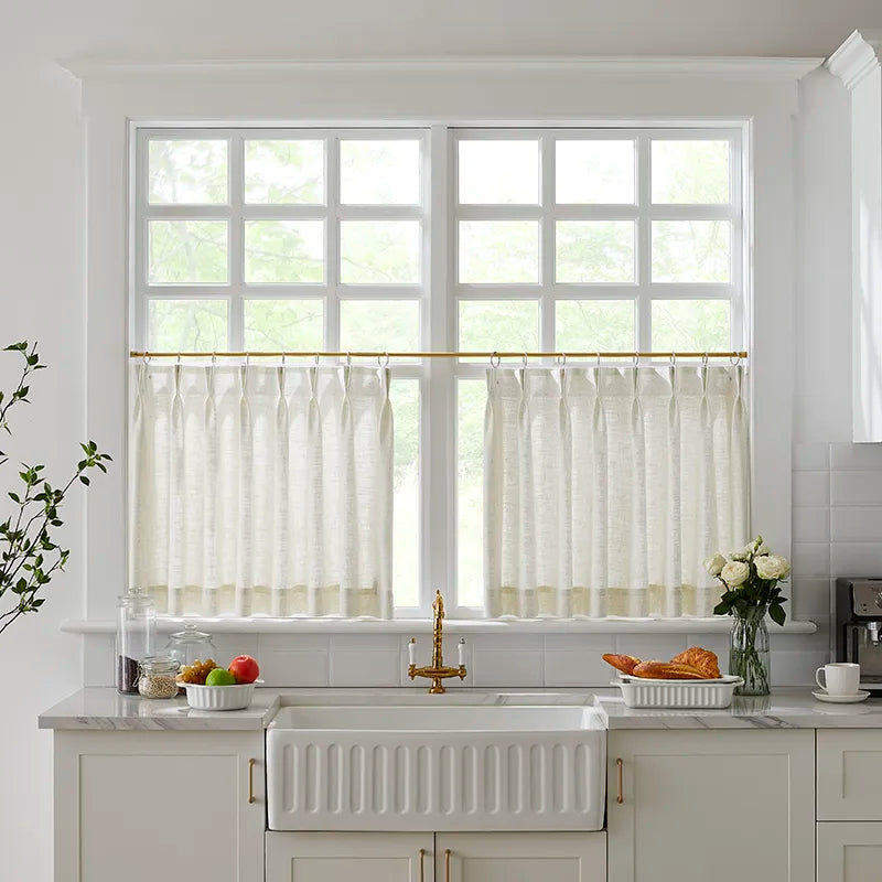 Freshine Elara Linen Cafe Curtains for Kitchen & Bathroom