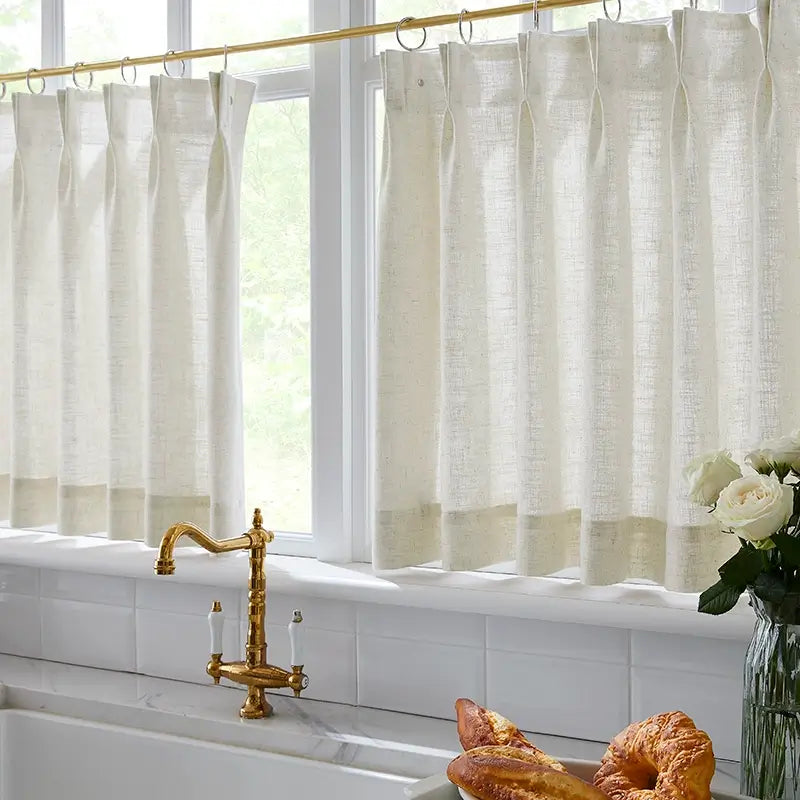 Freshine Elara Linen Cafe Curtains for Kitchen & Bathroom