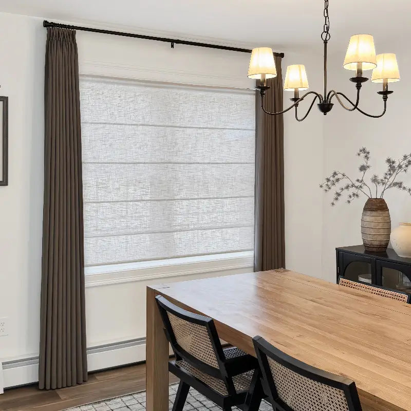 Freshine Elara Roman Shades 89850_8 featuring elegant linen-blend drapes for interior spaces