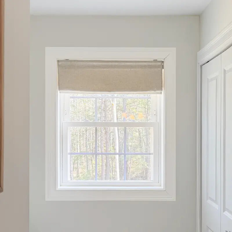 Freshine Elara Roman Shades 89850_9 featuring elegant linen-blend drapes for interior spaces