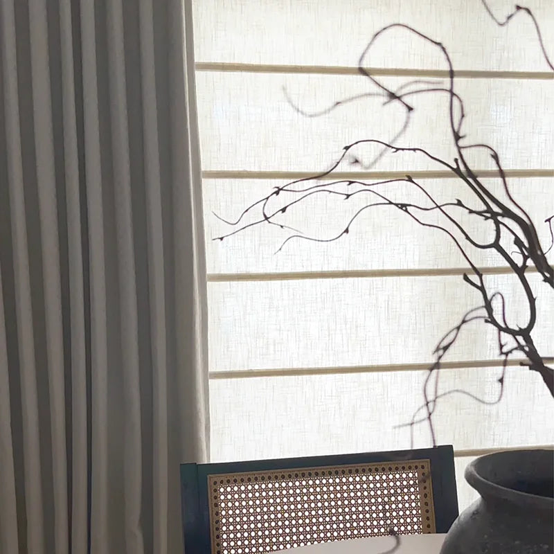 Freshine Elara Roman Shades for Elegant Linen-Blend Drapes with Superior Light Control and Privacy