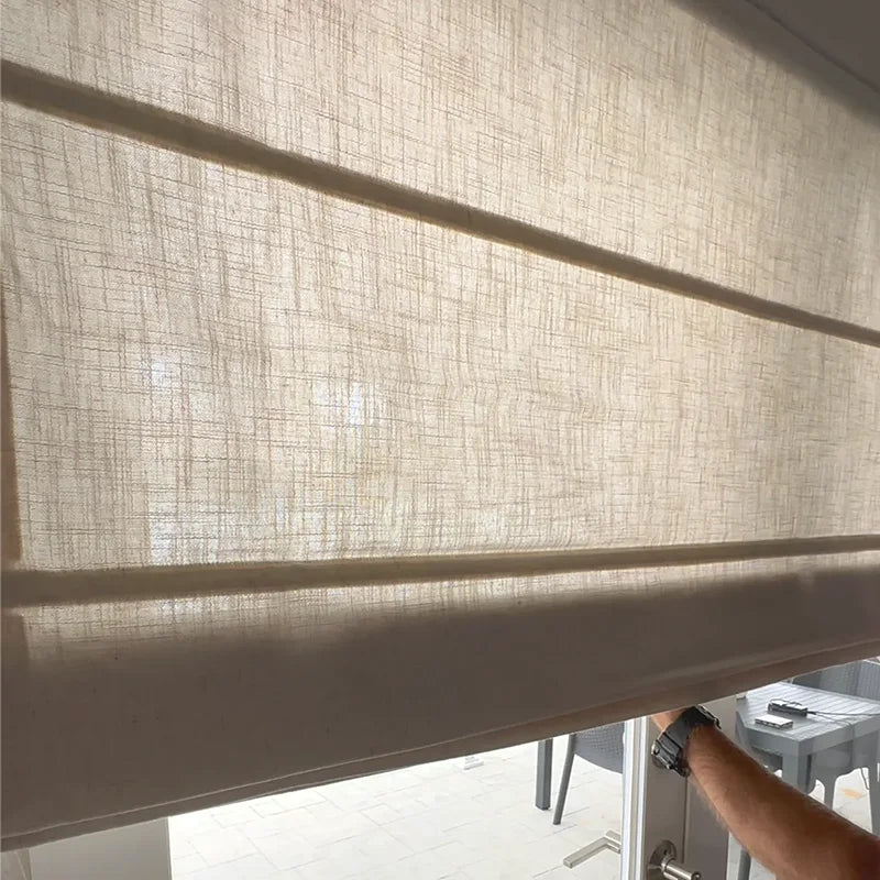 Freshine Elara Roman Shades for Elegant Linen-Blend Drapes with Superior Light Control and Privacy