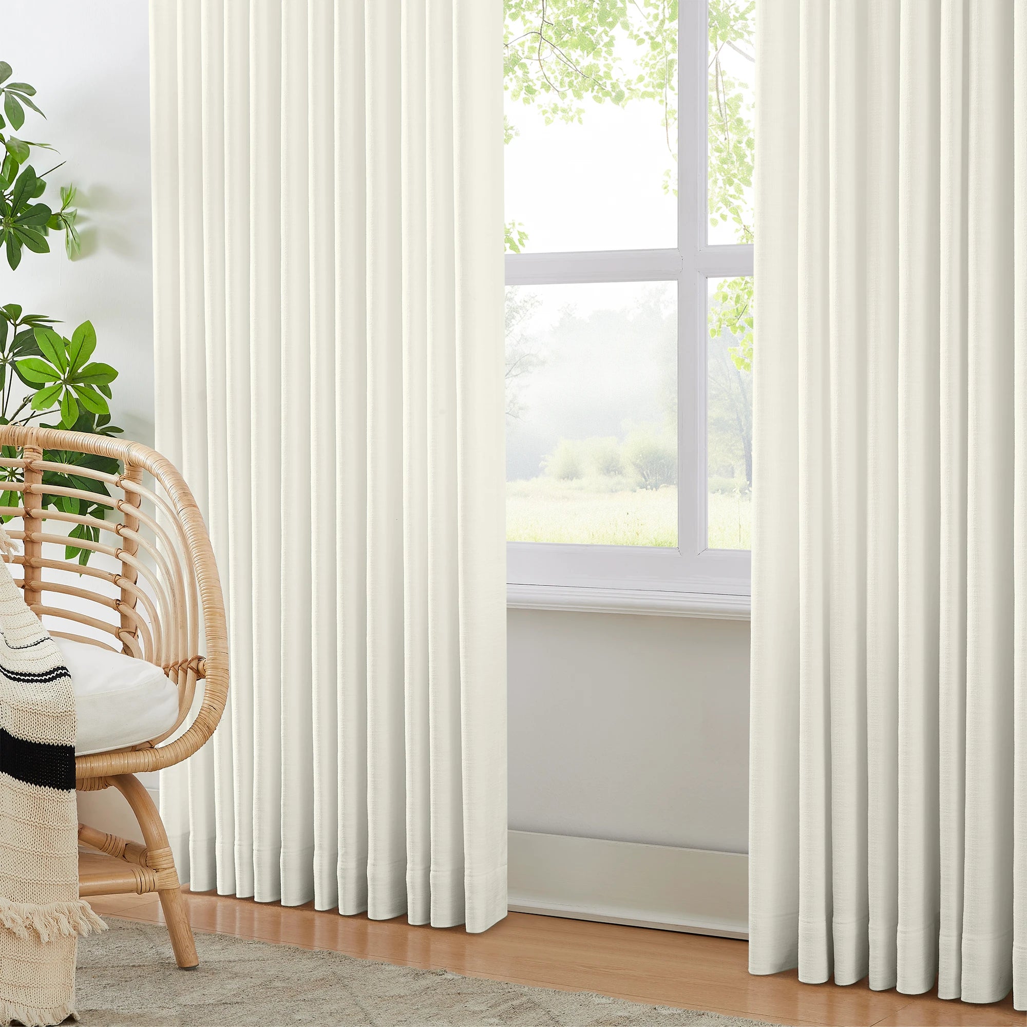 Enhance privacy and elegance with Elowen Heavyweight Polyester Drapery, perfect for any space
